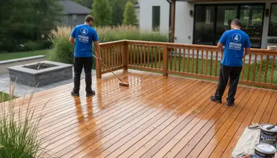 Deck sealing in La Jolla, CA by professional painters to protect coastal wood from sun and moisture