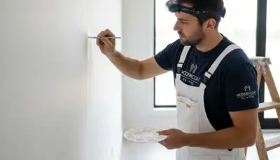 Painter applying touch-up paint in La Jolla, CA for clean, coastal home maintenance
