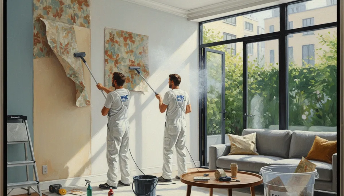 Professional wallpaper removal in La Jolla, CA, leaving walls smooth and paint-ready